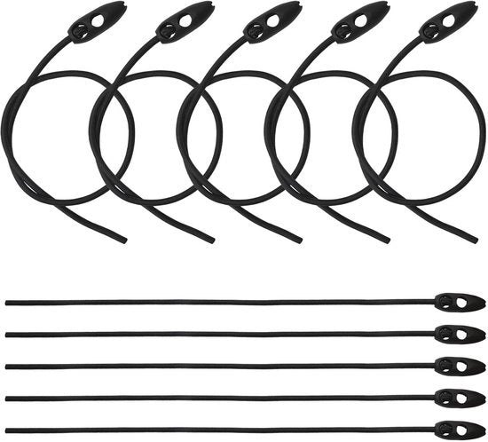 Bagagespanners per 10 pezzi - 50 cm - Flessibilità di regolazione - Nera - Materiale Latex/Nylon - Adatto per biciclette/motori/montaggio campeggi - Cintura di trazione