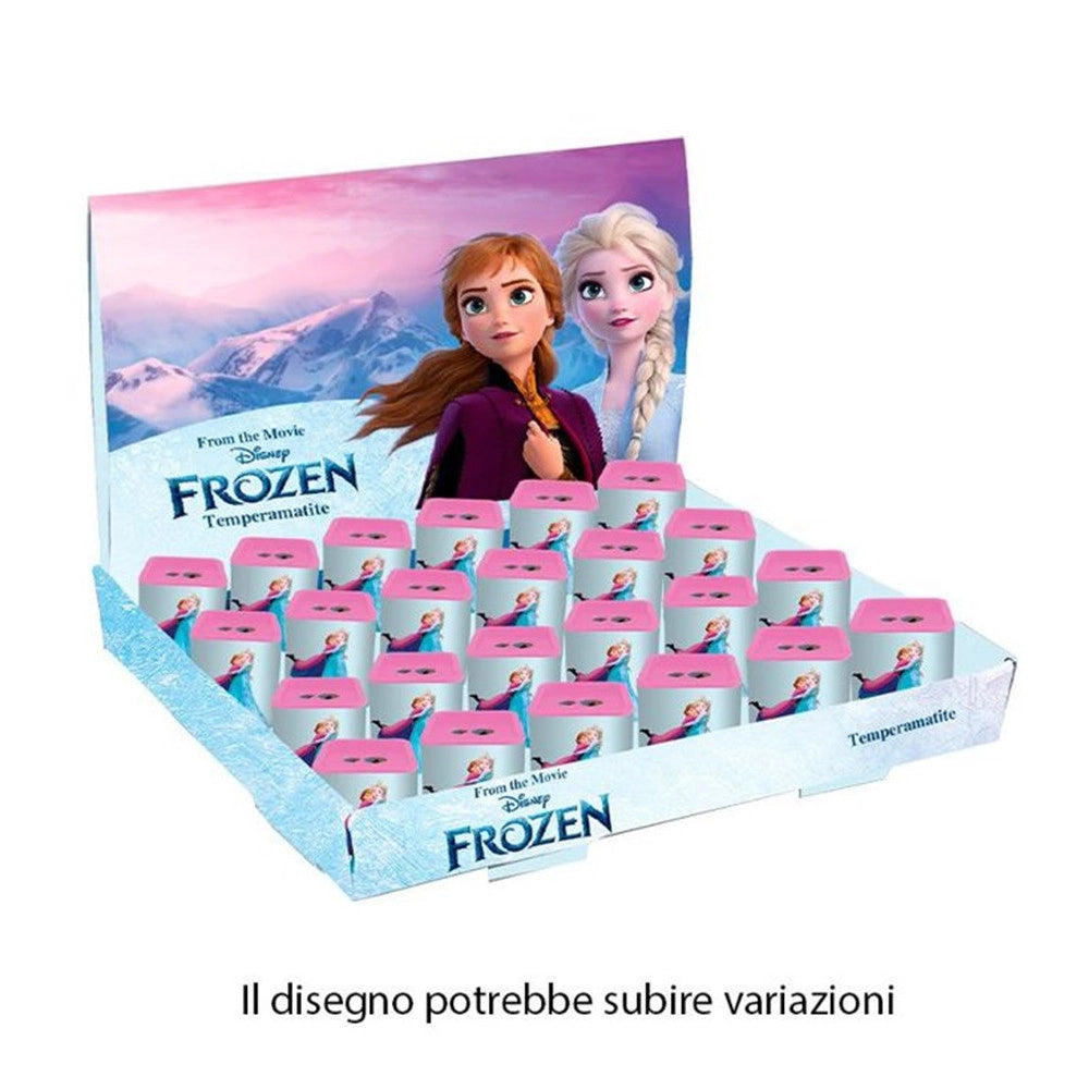 Trade Shop - Set 24pz Temperamatite In Latta Quadrato Doppio Foro Frozen Scuola Regali Bambine 961396 -