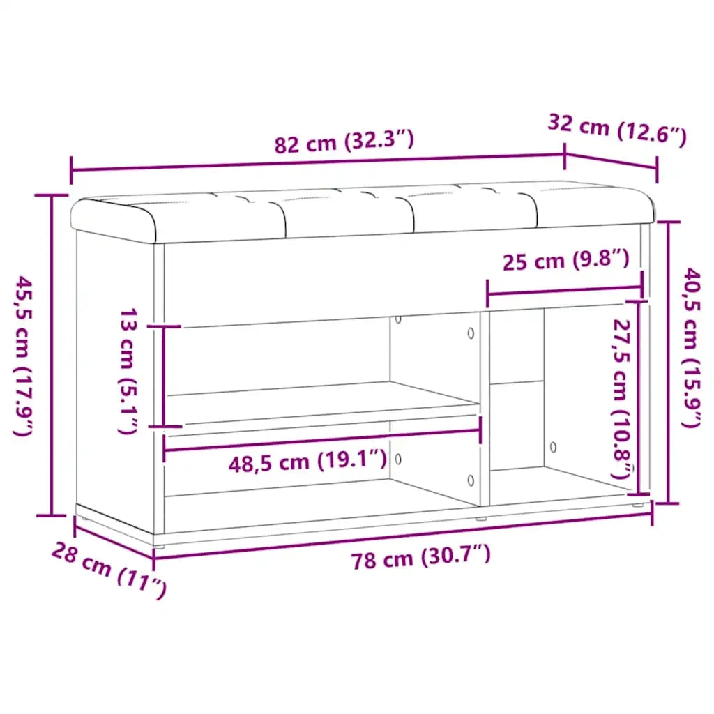 Scarpiera | Mobile per scarpe Rovere Artigianale 82x32x45,5 cm in Legno Multistrato