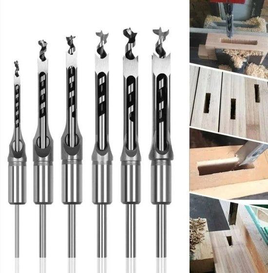 Set di 6 forette a quadrato in acciaio inox, set di utensili per lavorazione del legno, forette a quadrato, forette a punta.