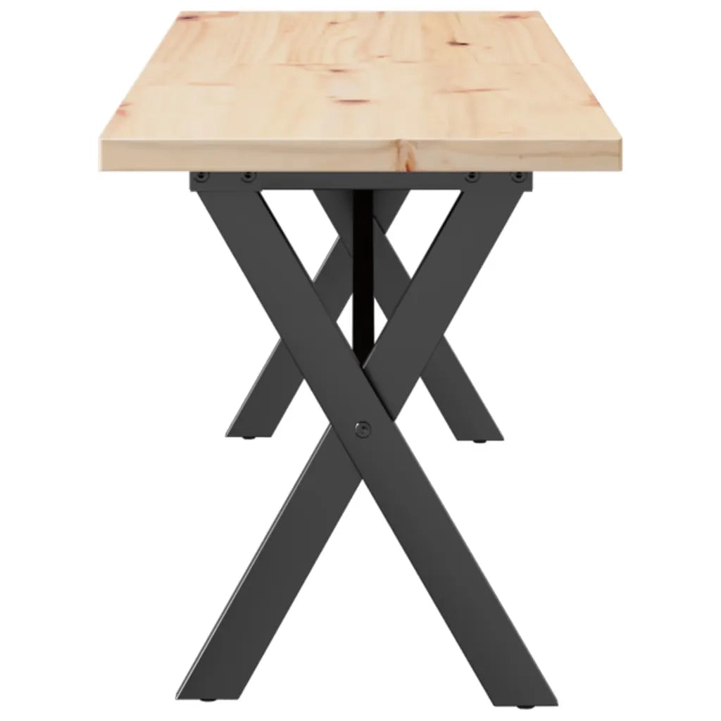 Tavolino Salotto Telaio a X 160x40x45,5 cm Legno Pino e Acciaio