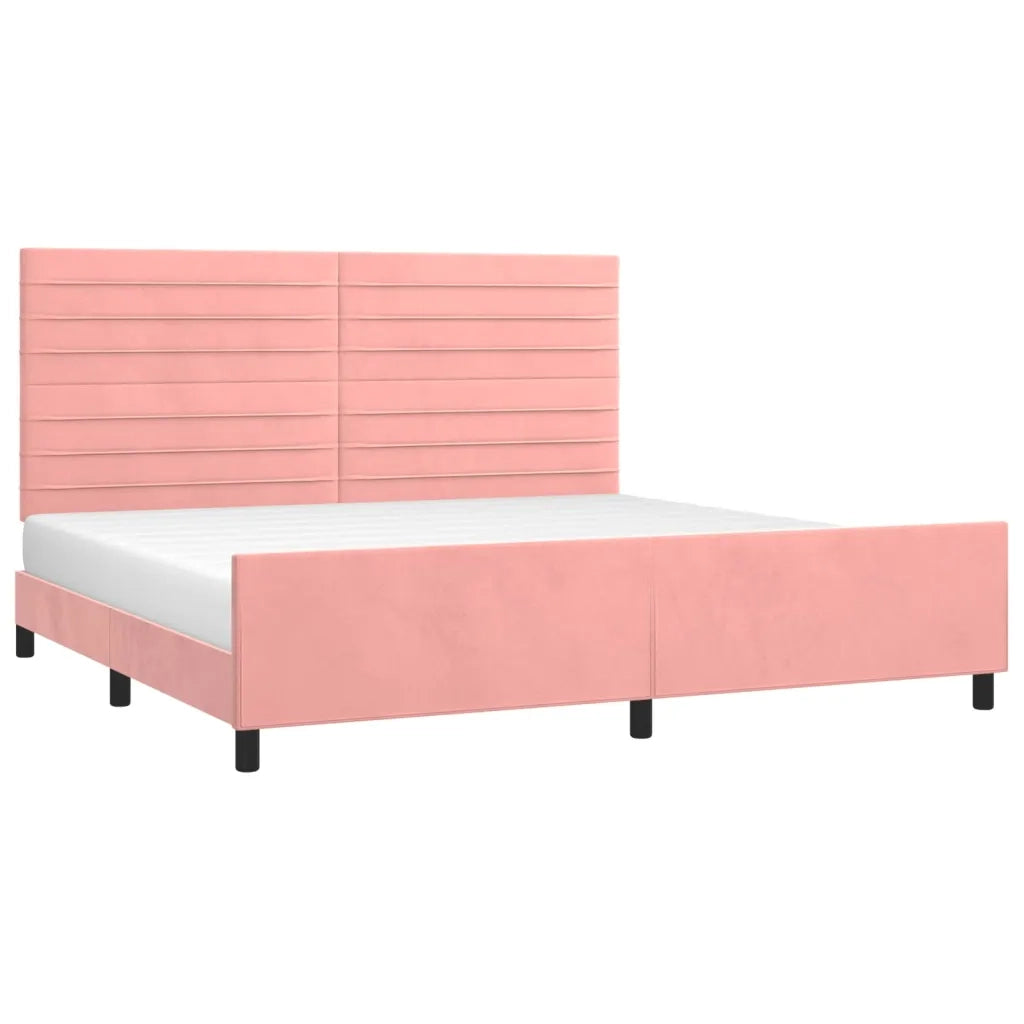 Giroletto con Testiera-Struttura Letto con testiera Rosa 200x200 cm in Velluto 156013