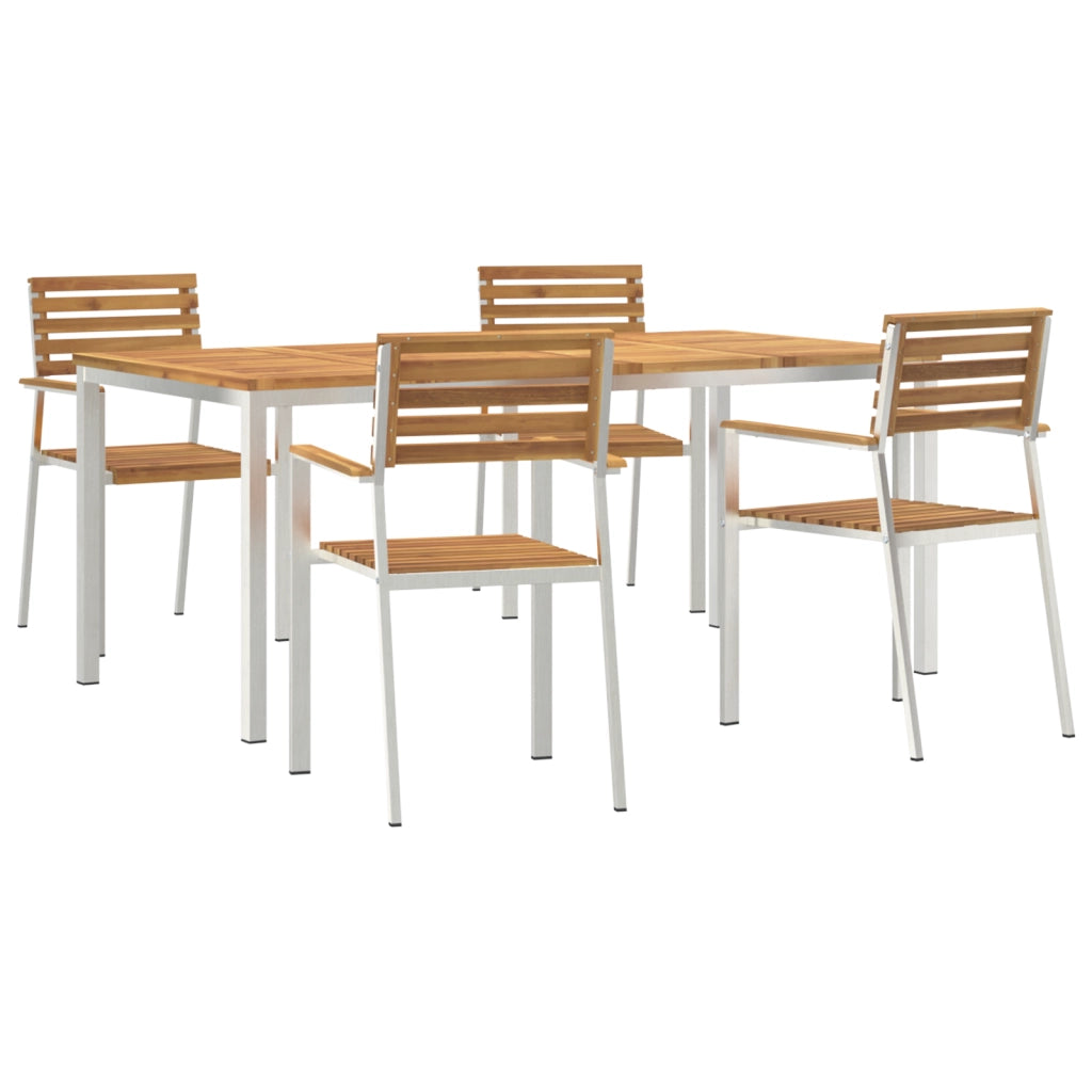 Set da Pranzo da Giardino 5 Pezzi in Legno Massello di Acacia di