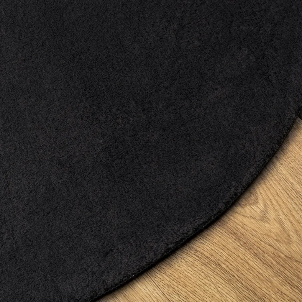Tappeto a Pelo Corto HUARTE Morbido e Lavabile Nero Ø 100 cm 375123
