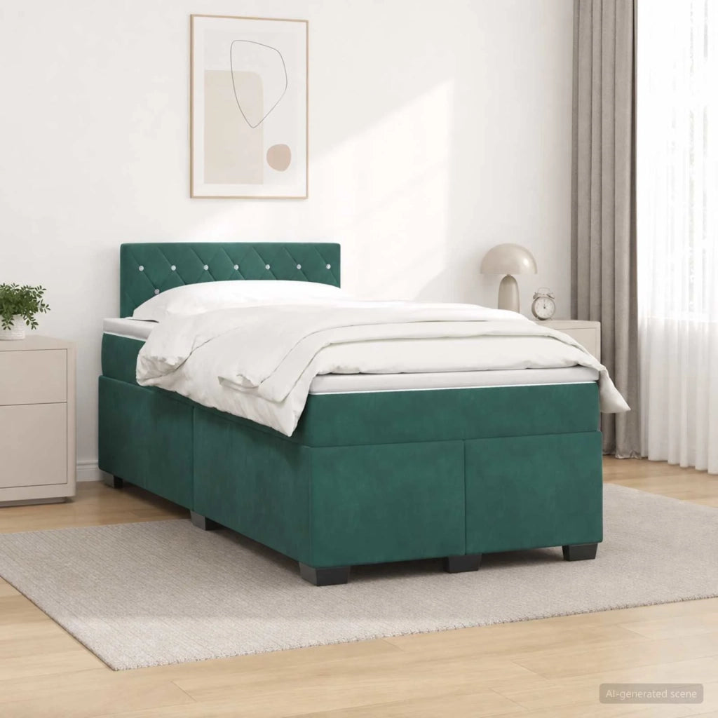 Letto con Box Spring, Materasso e LED Verde Scuro 120 x 200 cm 3452153