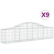 Set di 9 gabbioni ad arco per recinzione gabbia o muro di contenimento 200 x 30 x 40/60 cm ferro zincato argento 02_0041251