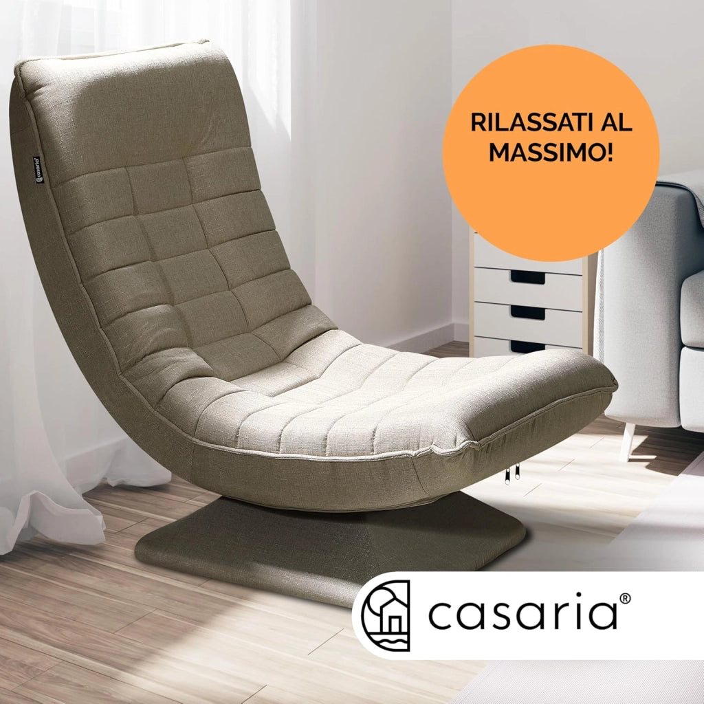 ® Poltrona Relax da Lettura con Schienale Regolabile 360° Pieghevole Portata 150kg 60x105x87cm Sedia da Pavimento Imbottita Salotto Gaming