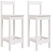 Sedie da Bar 2 pz | Sedie da cucina Bianche 40x41,5x112 cm Legno Massello di Pino