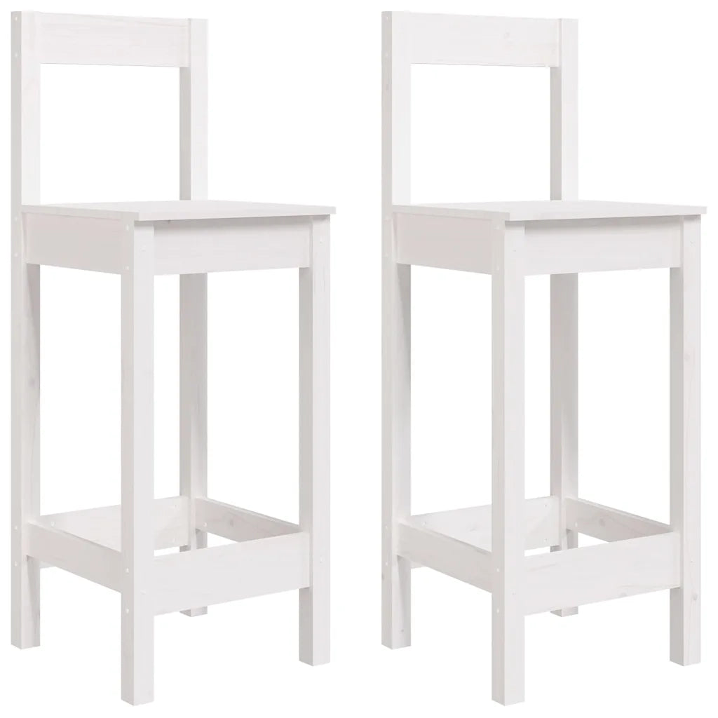 Sedie da Bar 2 pz | Sedie da cucina Bianche 40x41,5x112 cm Legno Massello di Pino
