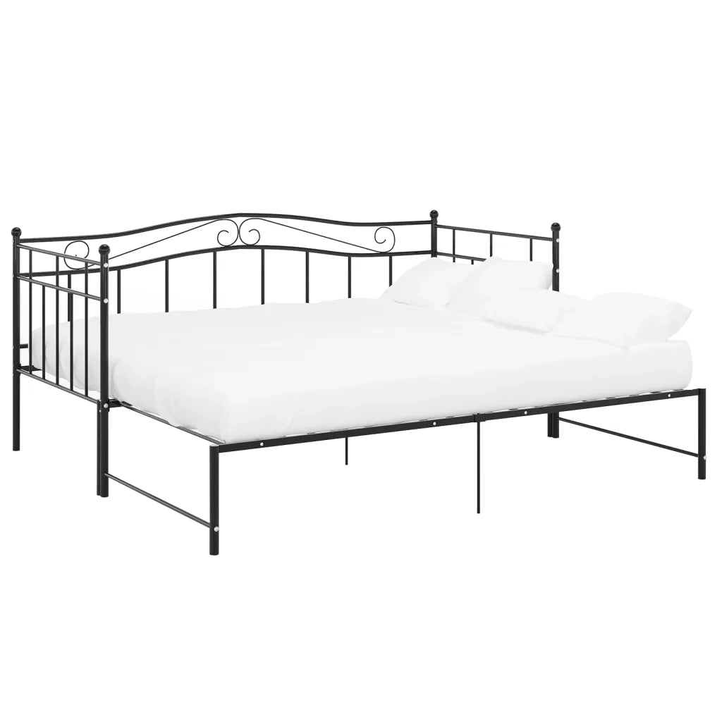 Telaio Divano Letto Estraibile Nero in Metallo 90x200 cm