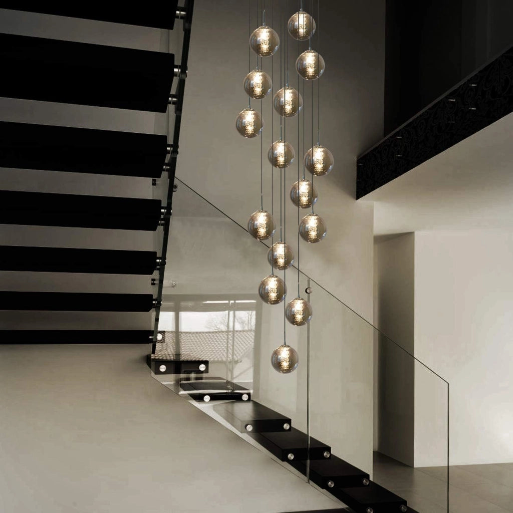 ZMH Lampada a sospensione a LED in vetro regolabile in altezza per soggiorno e arredamento d'interni