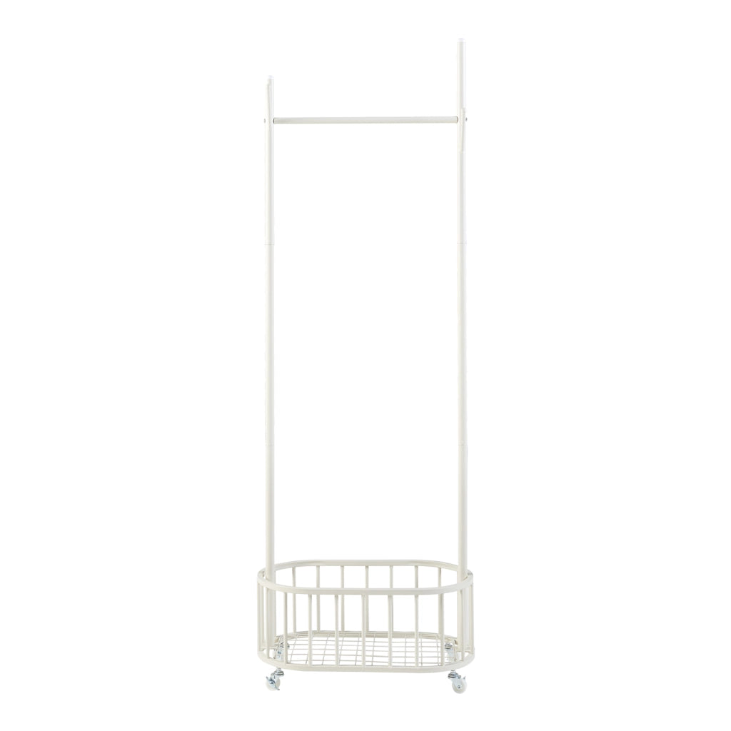 Stand Appendiabiti Risør con Rotelle Barra Porta Abiti e Cestello 175 x 60 x 32 cm Acciaio Bianco [en.casa]