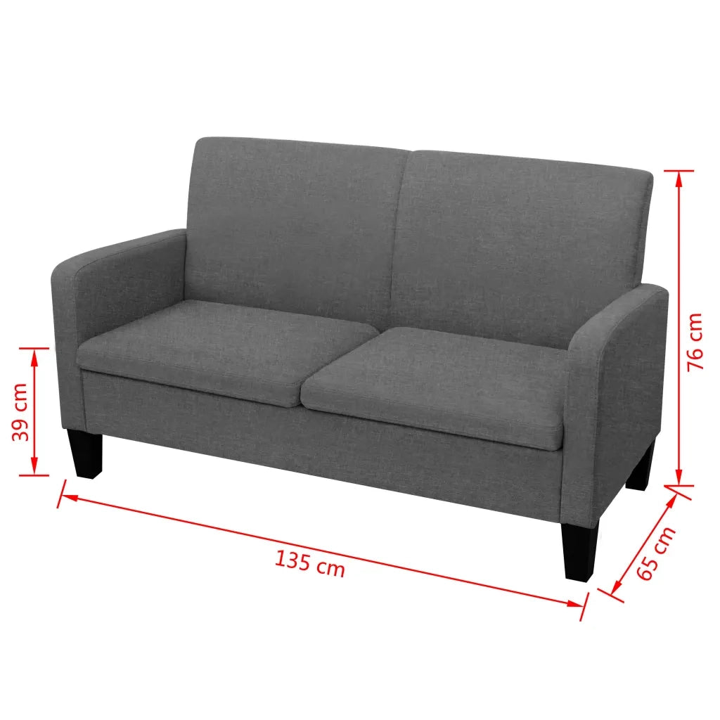 Divano a 2 Posti 135x65x76 cm Grigio Scuro 244709
