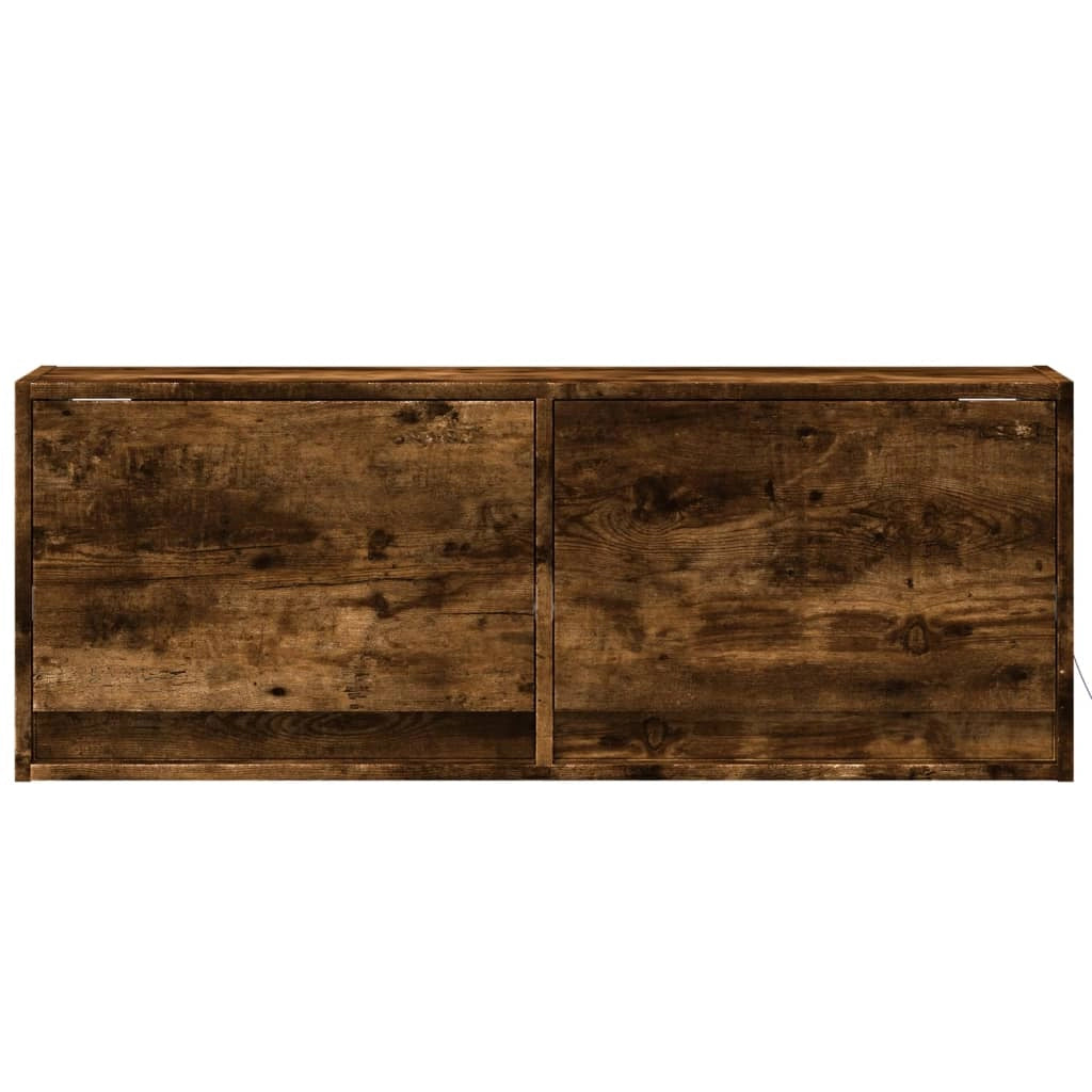 Mobile TV multimediale scaffale TV credenza TV mobile TV da parete per sala da pranzo soggiorno camera da letto con luci LED rovere affumicato 100 x 31 x 35 cm marrone 02_0027968