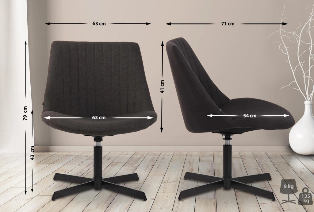 Sedia da Lounge Granby grigio scuro