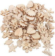 Decorazioni in legno 100 pezzi - Fiori/ Foglie in legno - Attività di ricreazione/ Scrapbooking - Decorazione di Natale - Artigianato - Legno naturale - Strumenti per lavorare il legno