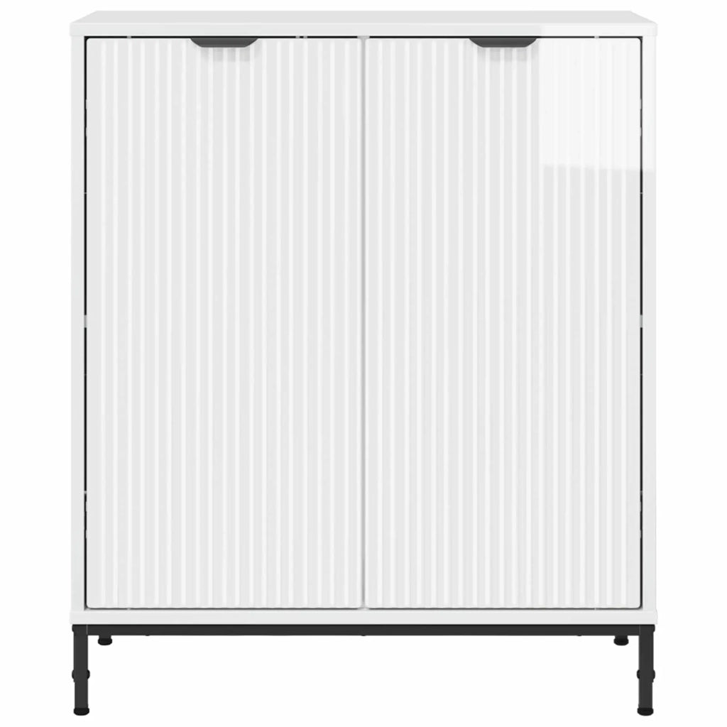 Credenza Bianco Lucido 69,5 x 33 x 82 cm Legno multistrato 883428