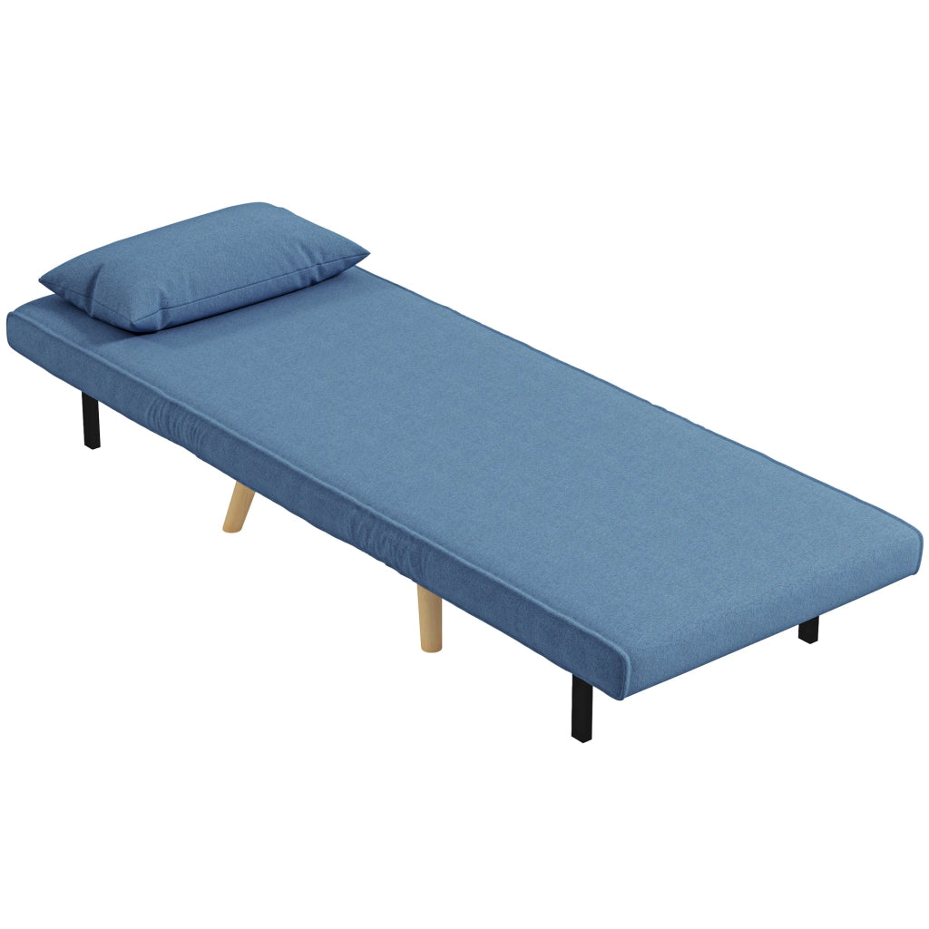 Letto imbottito convertibile 1 posto ¨C zephmum ¨C tessuto blu con cuscino