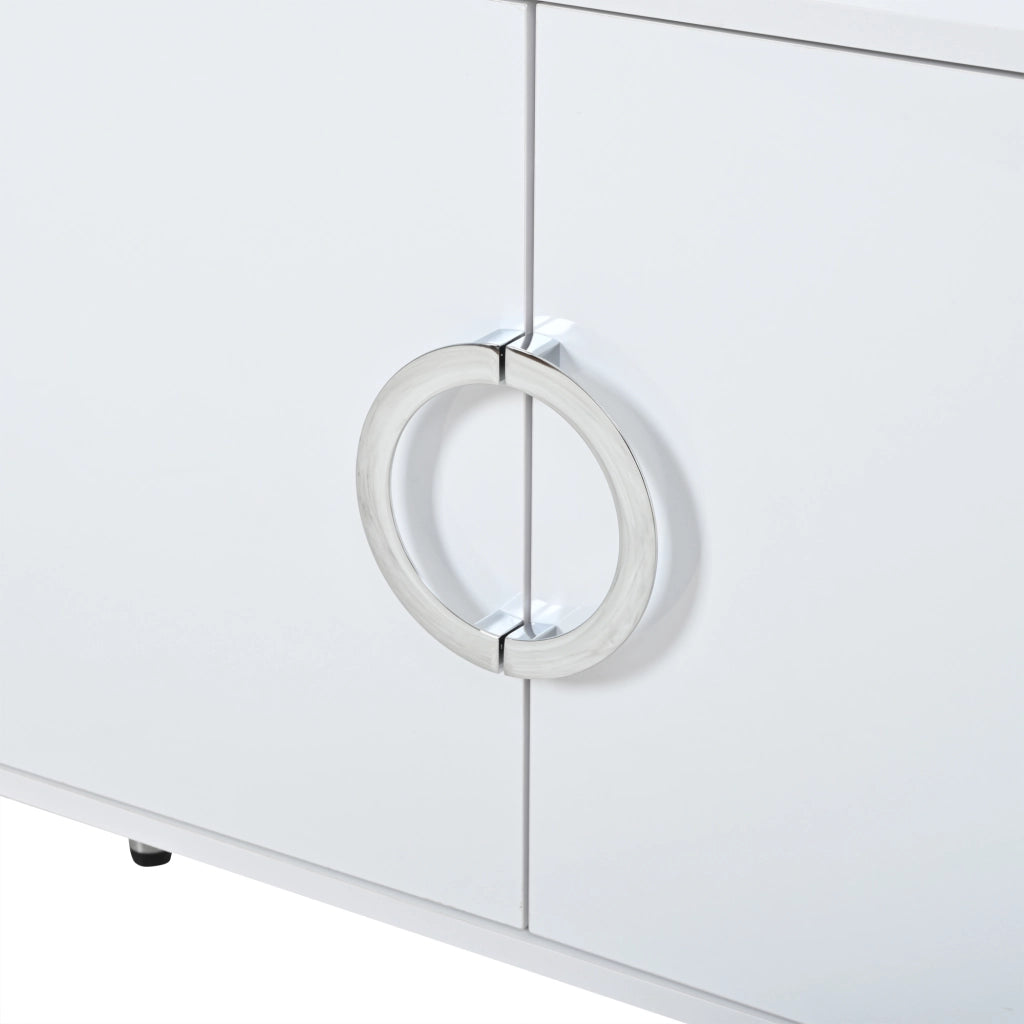 Credenza con 4 cassetti e 2 ante - per soggiorno - in MDF - 150x38x59.5 cm - bianco