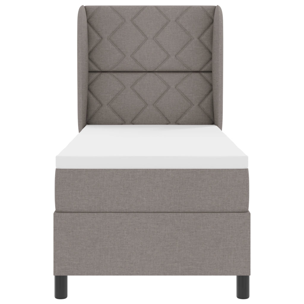 Letto Box Spring con Materasso in Tortora 80x200 cm Tessuto