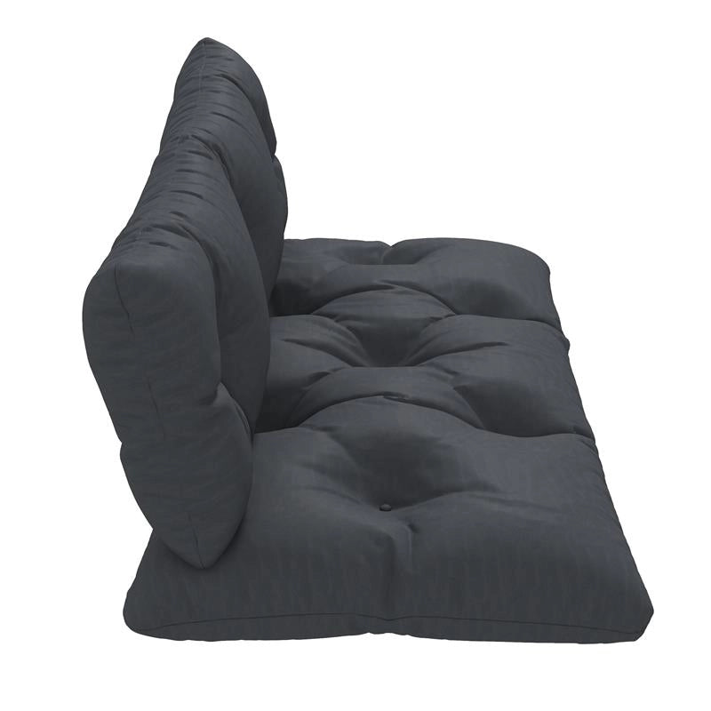 SET 2 CUSCINI DA GIARDINO PER DIVANI E PALLET IN POLIESTERE CON IMBOTTITURA SPESSA GRIGIO CARBONE