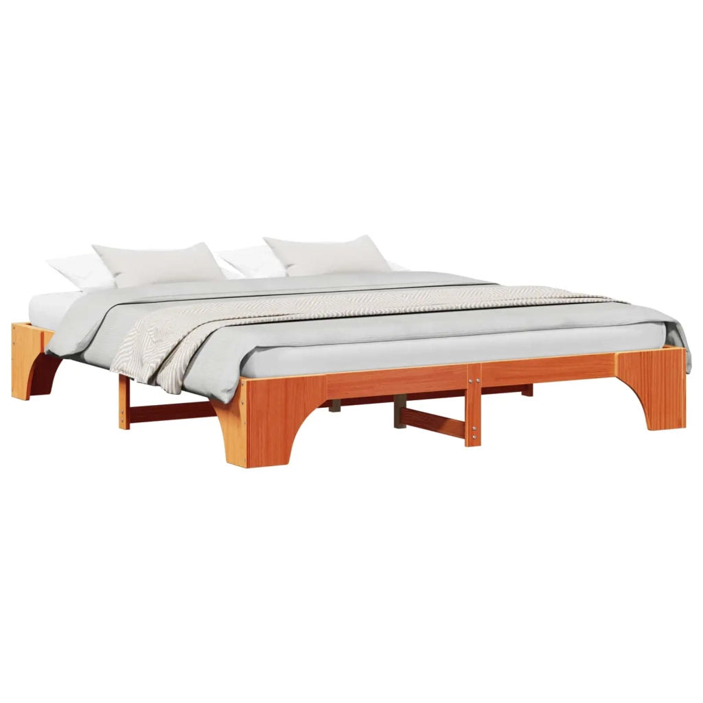 Struttura del letto Marrone cerato 200 x 200 cm Pino massello 872934