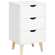 Comodino 3 Cassetti, Tavolino da Comodino, Mobiletto dallo Stile Scandinavo, in Legno, 40 x 35 x 68,5 cm, Bianco
