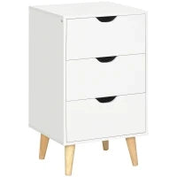 Comodino 3 Cassetti, Tavolino da Comodino, Mobiletto dallo Stile Scandinavo, in Legno, 40 x 35 x 68,5 cm, Bianco