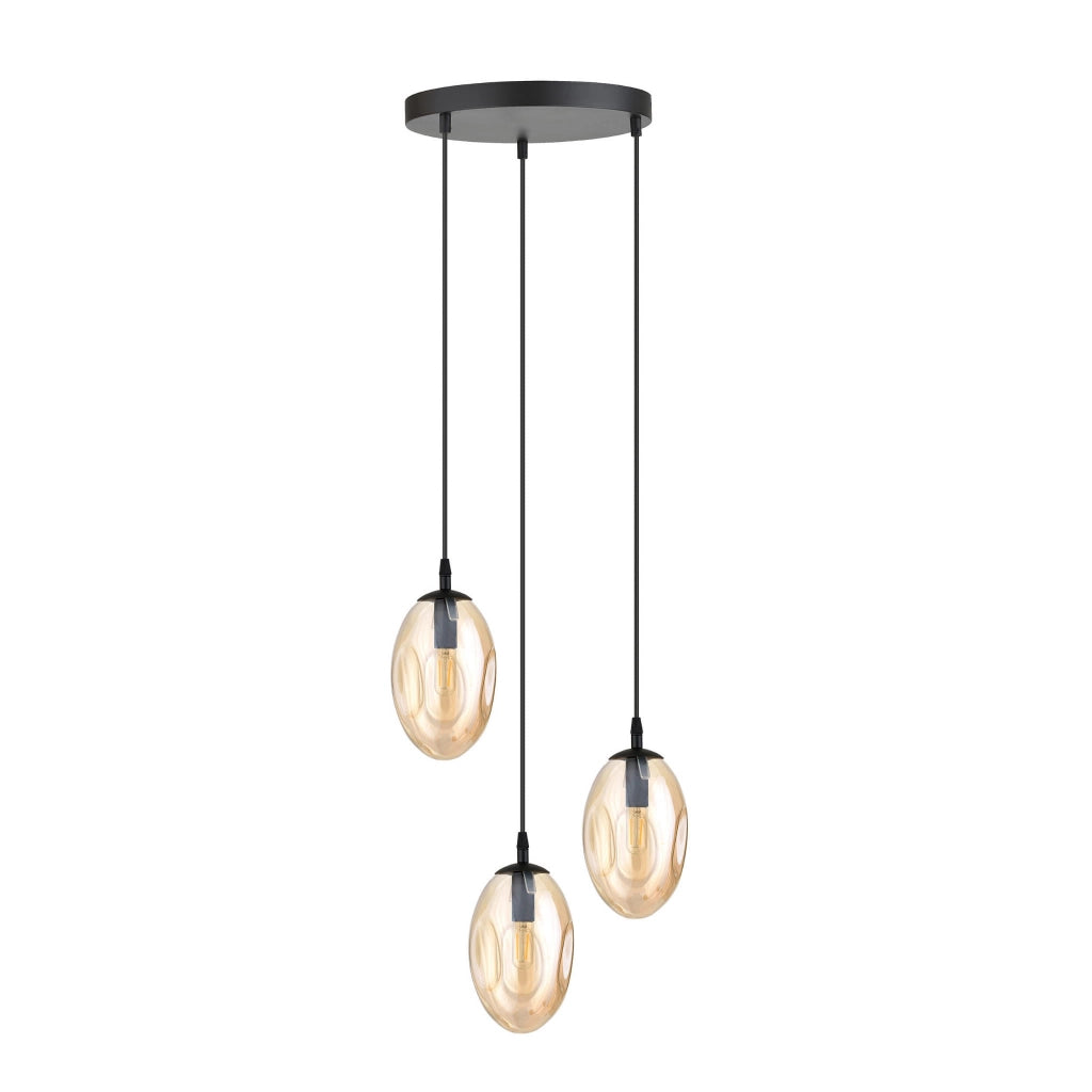 Lampadario Emibig Astral 3xE14 vetro miele nero dimmerabile