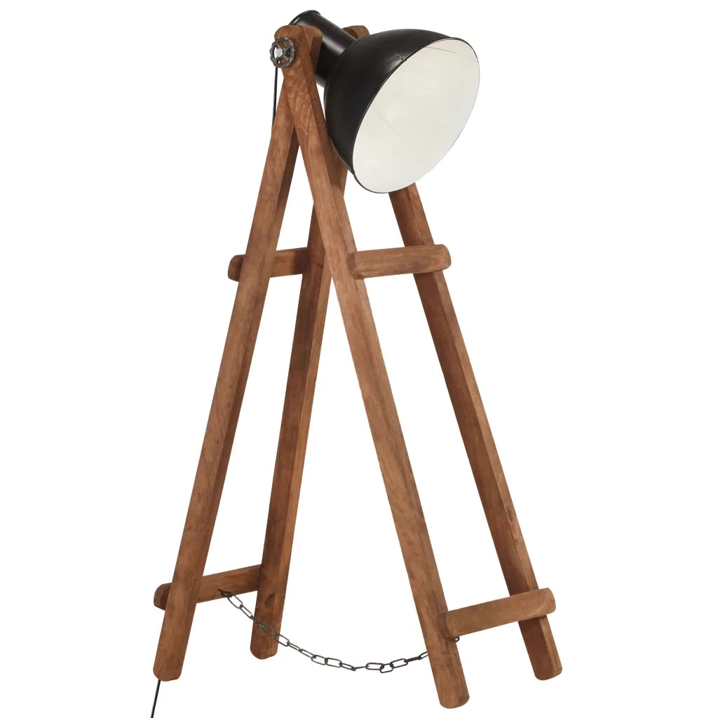Lampada da Pavimento Nera E27 in Legno Massello di Mango CFW5636593