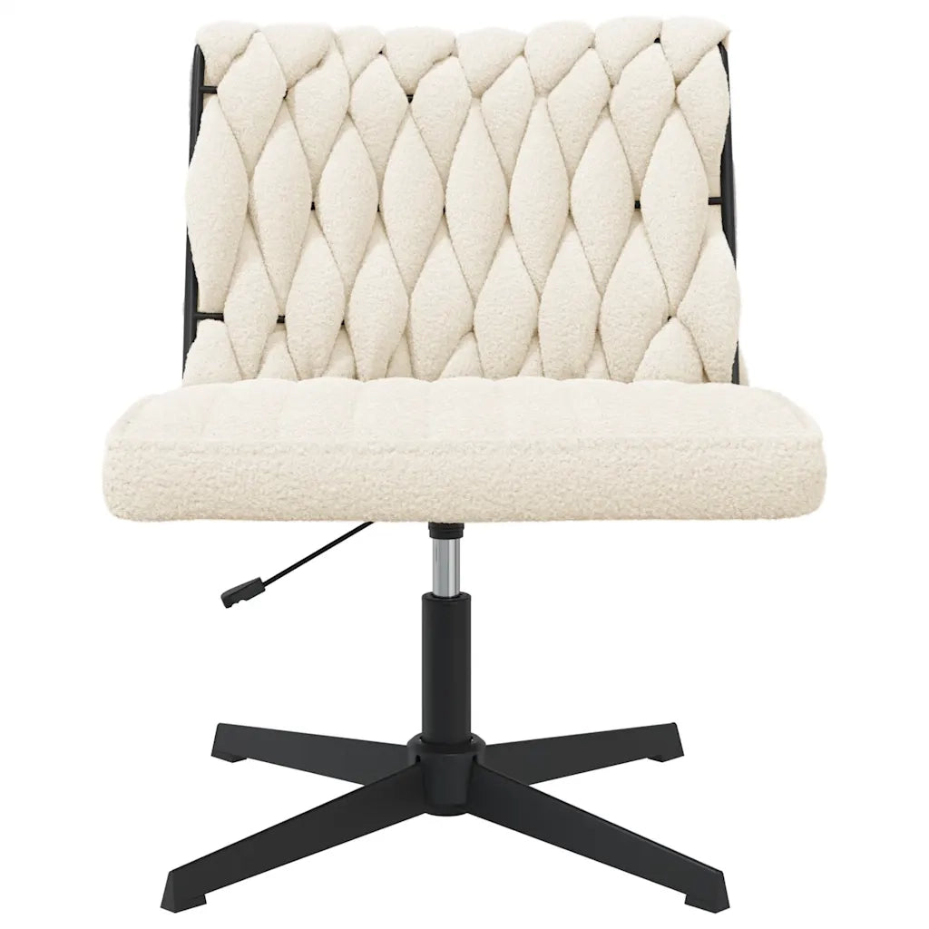 Sedia da Ufficio Girevole in Tessuto Riccio Crema Effetto Lana 4105396