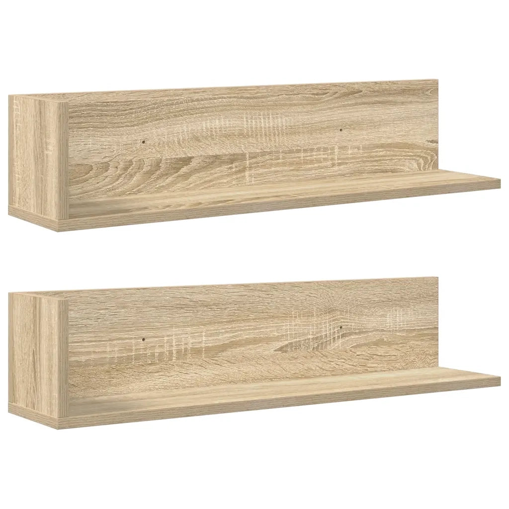 vidaXL Mensole Parete 2pz Rovere Sonoma 75x16,5x16,5 cm in Truciolato