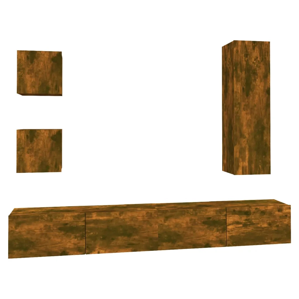 Set di Mobili Porta TV 5 pz Rovere Fumo in Legno Multistratocod mxl 121515