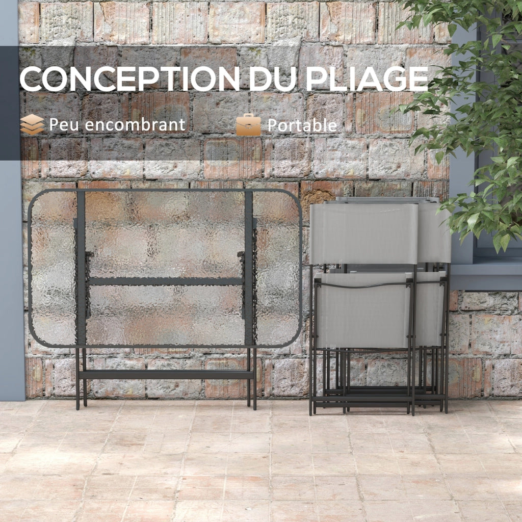 Set tavolo e sedie da giardino 5 pezzi ¨C zephmum ¨C pieghevole, tessilene, grigio