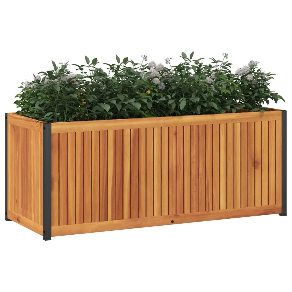 Fioriera | Cassetta per fiori | Vaso da Giardino 110x45x44 cm in Legno Acacia e Acciaio