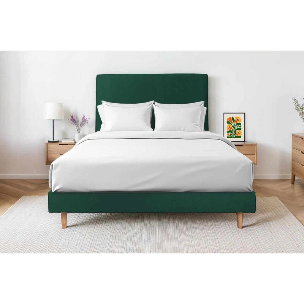 Letto 160x200 cm con testata imbottita - Tessuto velluto
