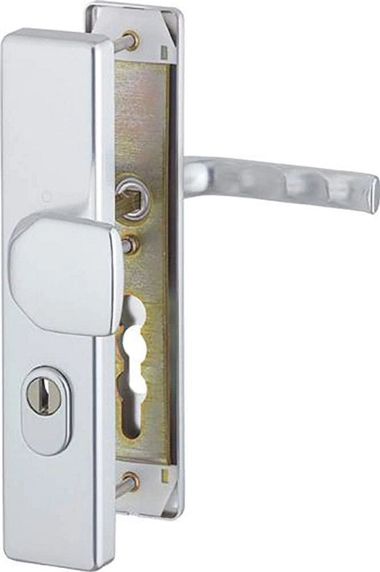 Set di protezione per porte esterne - meccanismo di cambio con copertura cilindrica - alluminio F1 naturale