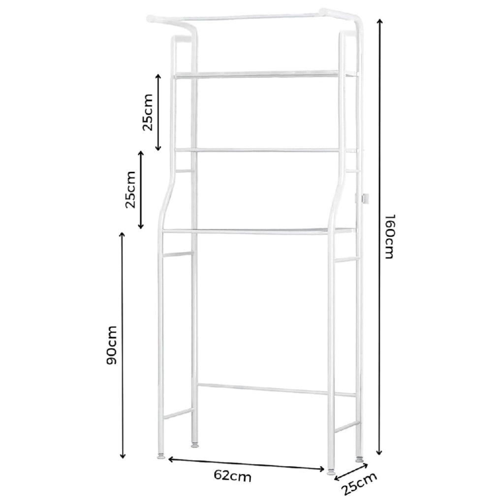 Mobile Scaffale Sopra Lavatrice Salvaspazio Metallo 3 Ripiani con Porta Asciugamani