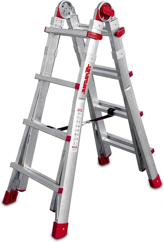 Ladder telescopica multifunzionale - in altezza regolabile - 130 x 53 x 20 cm - 8 + 8 gradini - molto robusta e stabile