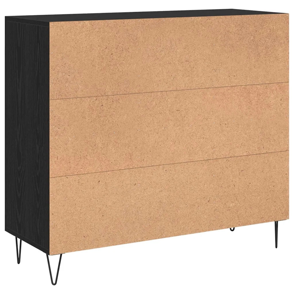Credenza-Buffet-Armadio da cucina Rovere Nero 90 x 32,5 x 80 cm Legno multistrato