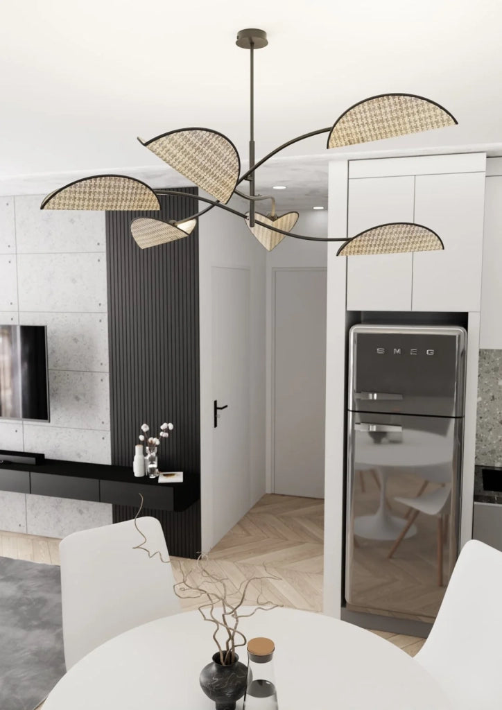 Plafoniera Moderna Ares Acciaio Nero 6 Luci E14 Ip20