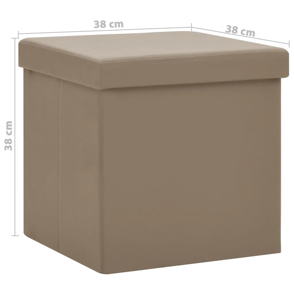 Sgabelli con Contenitore Pieghevoli 2 pz Cappuccino in PVC 338790