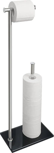 Stabilizzatore per carta igienica, stabilizzatore per carta igienica con piede in vetro resistente alle abrasioni, Nero e sostitutore per carta igienica, sostitutore in acciaio inossidabile per carta igienica per bagno e zona bagno