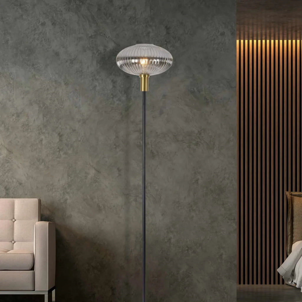 LÚZETE - LÁMPARA DE PIE TULIPA FUMÉ SPECCHIATO 160 CM E27 SHELBY