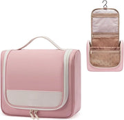 Occhiali da toilette per donna – Occhiali da viaggio acqua resistente con gancio, grande capacità, rosa + beige, misura M