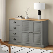 Credenza Cassetti-Buffet-Armadio da cucina VIGO 113x40x75 cm Legno Massello Pino Grigio