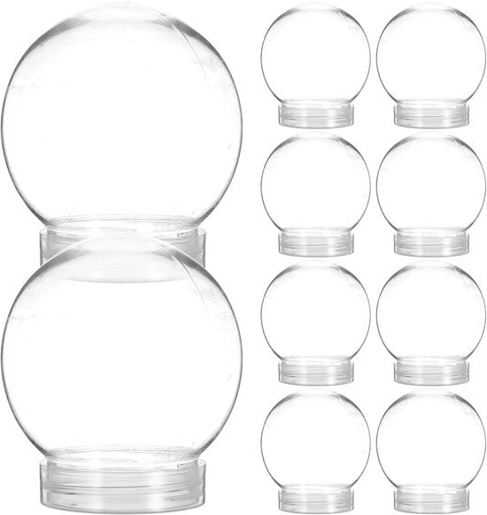 Sneeuwbol per decorazione, trasparente, 270 ml, contenitore vuoto con chiusura a vite, crea il tuo decorativo inaccostabile, adatto come decorazione per la casa, 10 pezzi