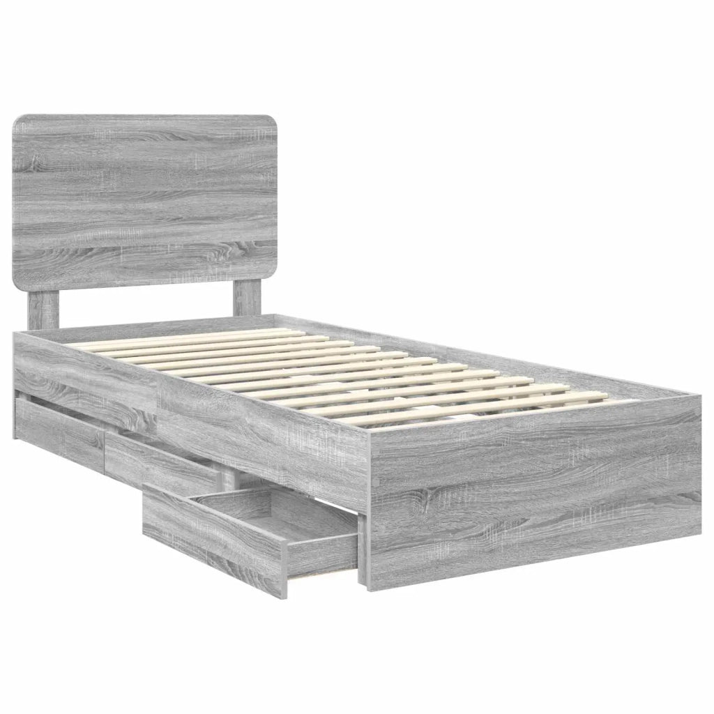 Struttura del letto con cassetto Grigio Sonoma 75 x 190 cm 3412649