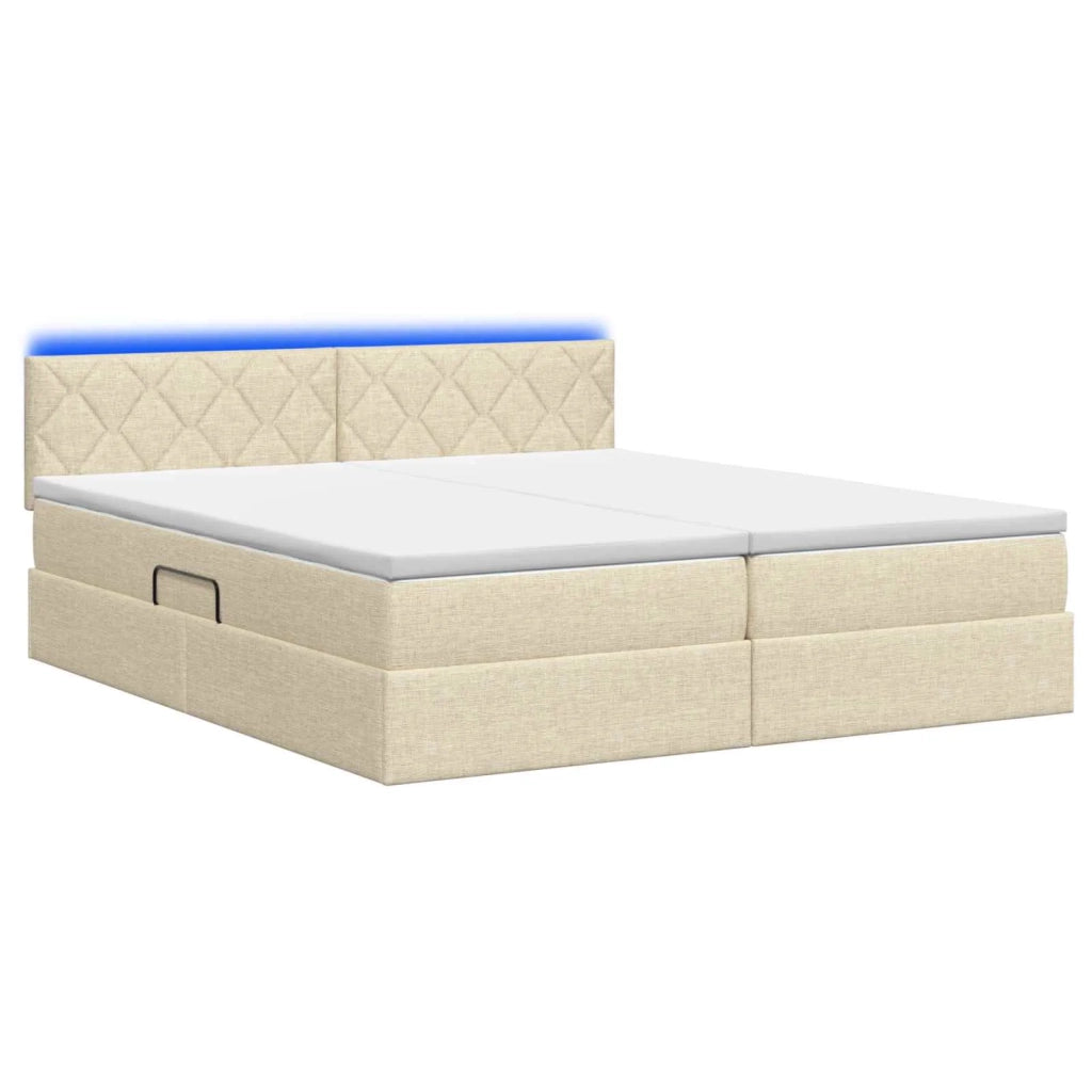 Letto con contenitore LED e materasso Crema 180 x 200 cm 3459364