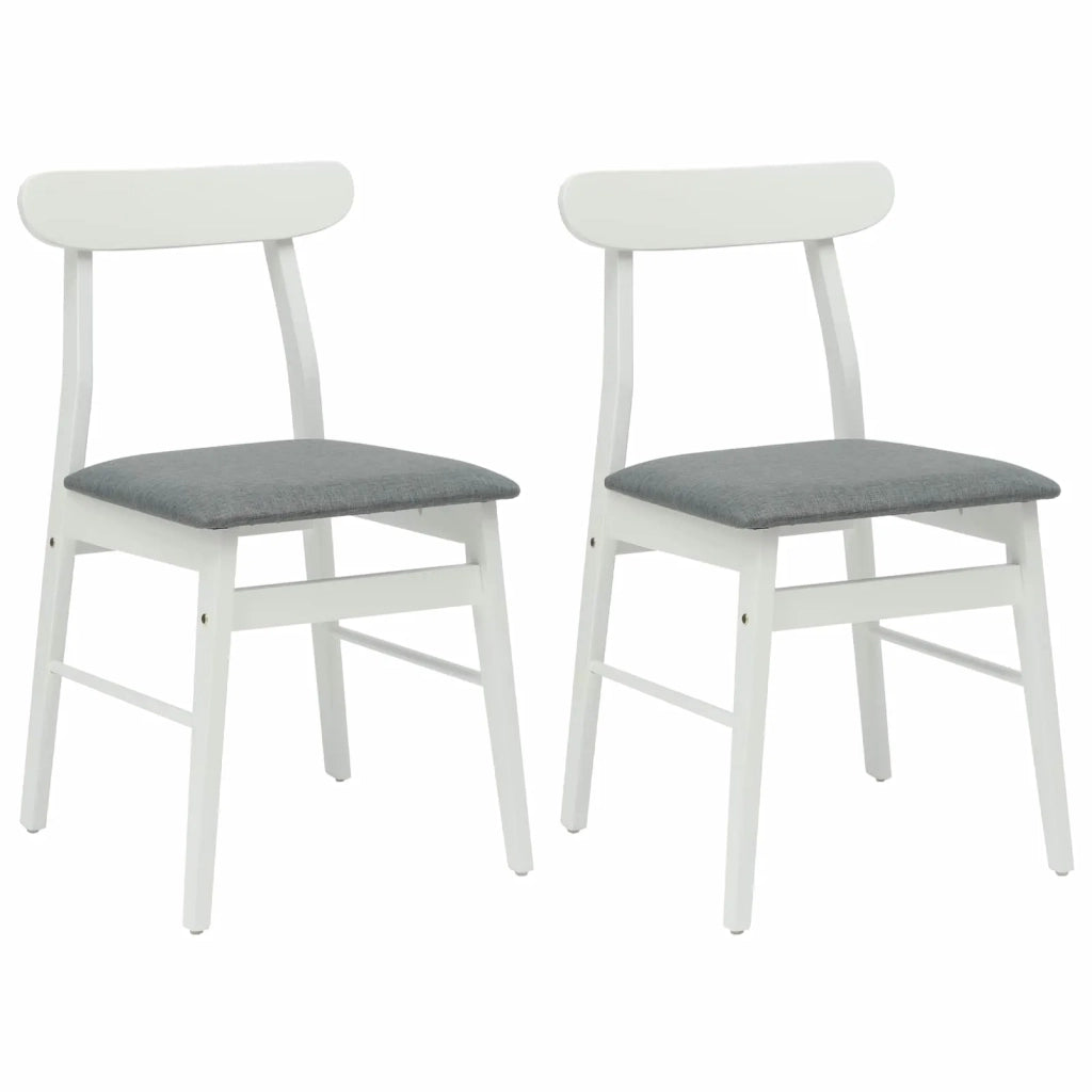 Sedia da pranzo 2 pcs Bianco e Grigio Legno di gomma solido 42020487